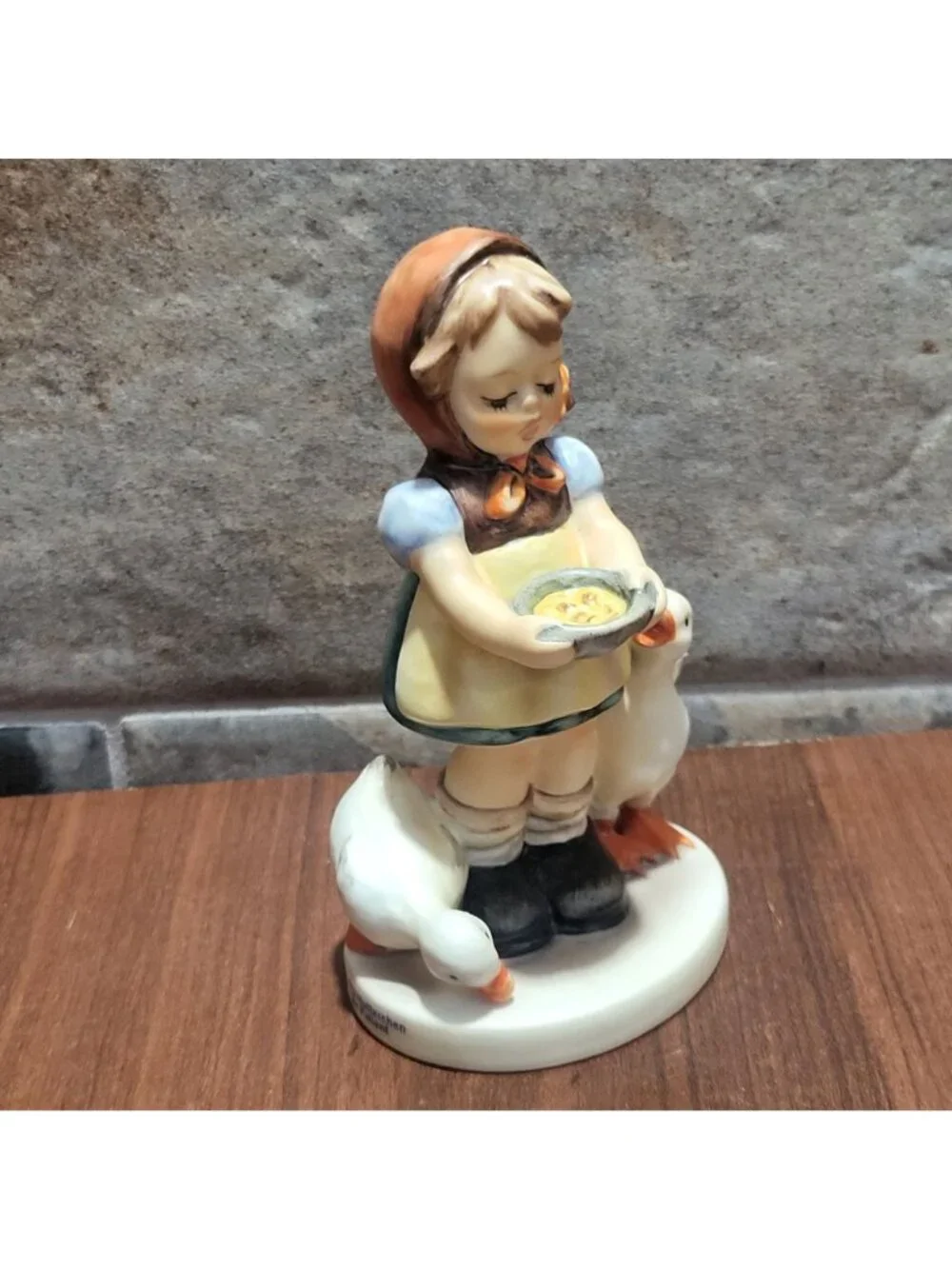 Vintage Goebel Hummel Figurine Be Patient 197 TMK 6 Germany Girl Geese Ducks